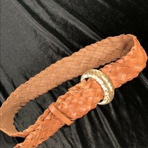 Coldwater Creek tan brown Leather Belt Ladies small genuine leather Braided